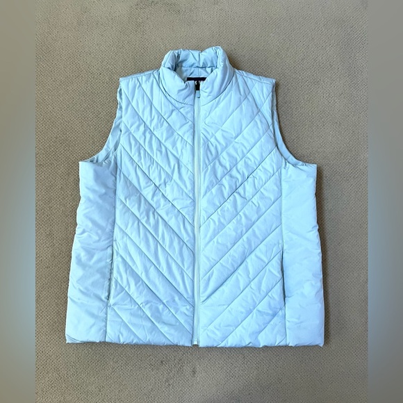 Lands’ End Women’s Size 1X Light Blue Sleeveless Full Zip Front Puffer Vest - Picture 1 of 8
